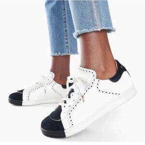 JLN The Office of Angela Scott WHITE/BLACK SUEDE ELLIOTT SNEAKER Size 40